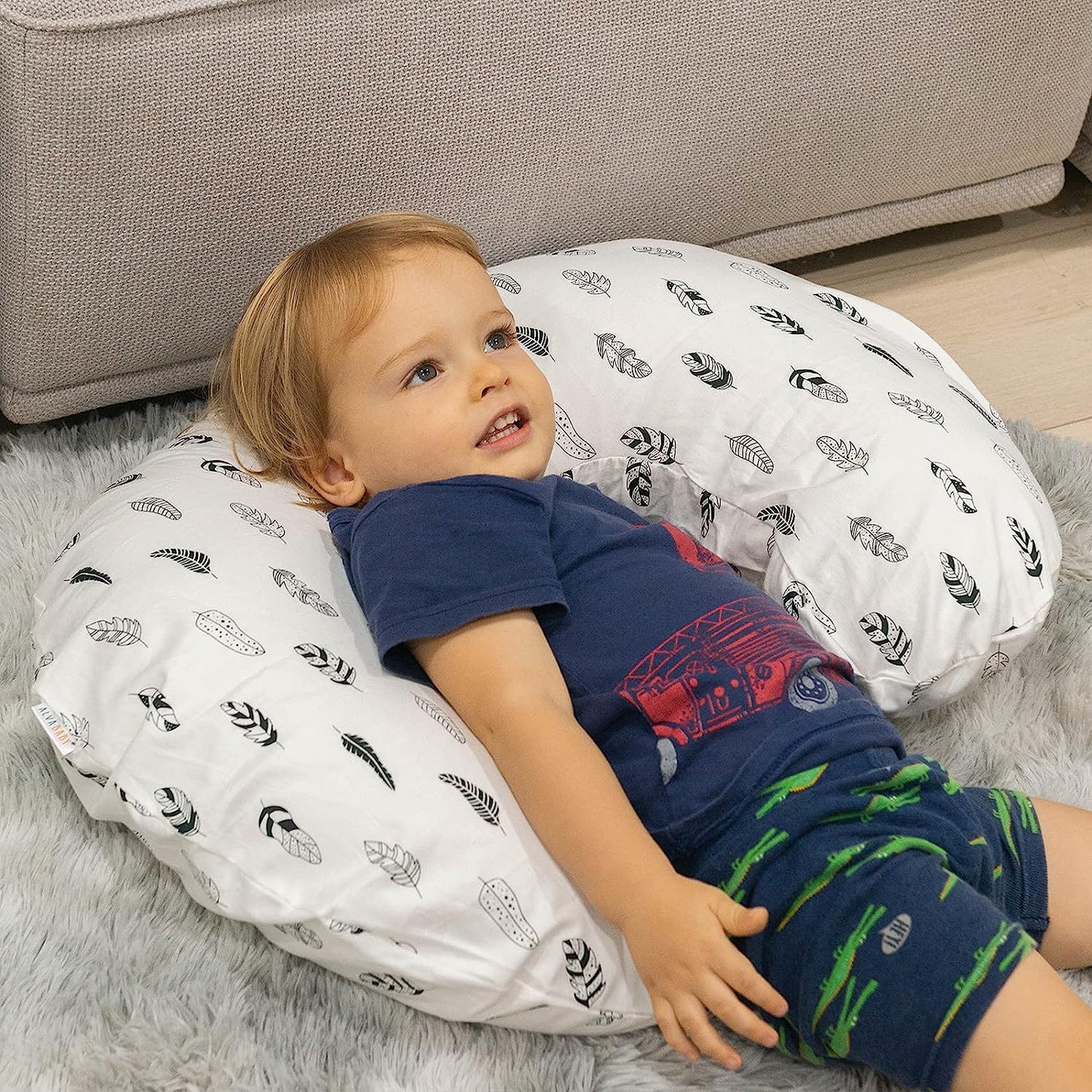 ALVABABY Nursing Pillow Cover Slipcover,Soft and Comfortable,Feathers Design,Maternity Breastfeeding Newborn Infant Feeding Cushion Cover ZT01