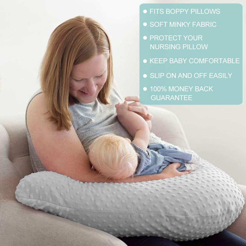 OWLOWLA Nursing Pillow Cover, Breastfeeding Pillow Slipcover Fits Nursing Pillow for Baby Boy Girl(Silver Gray)