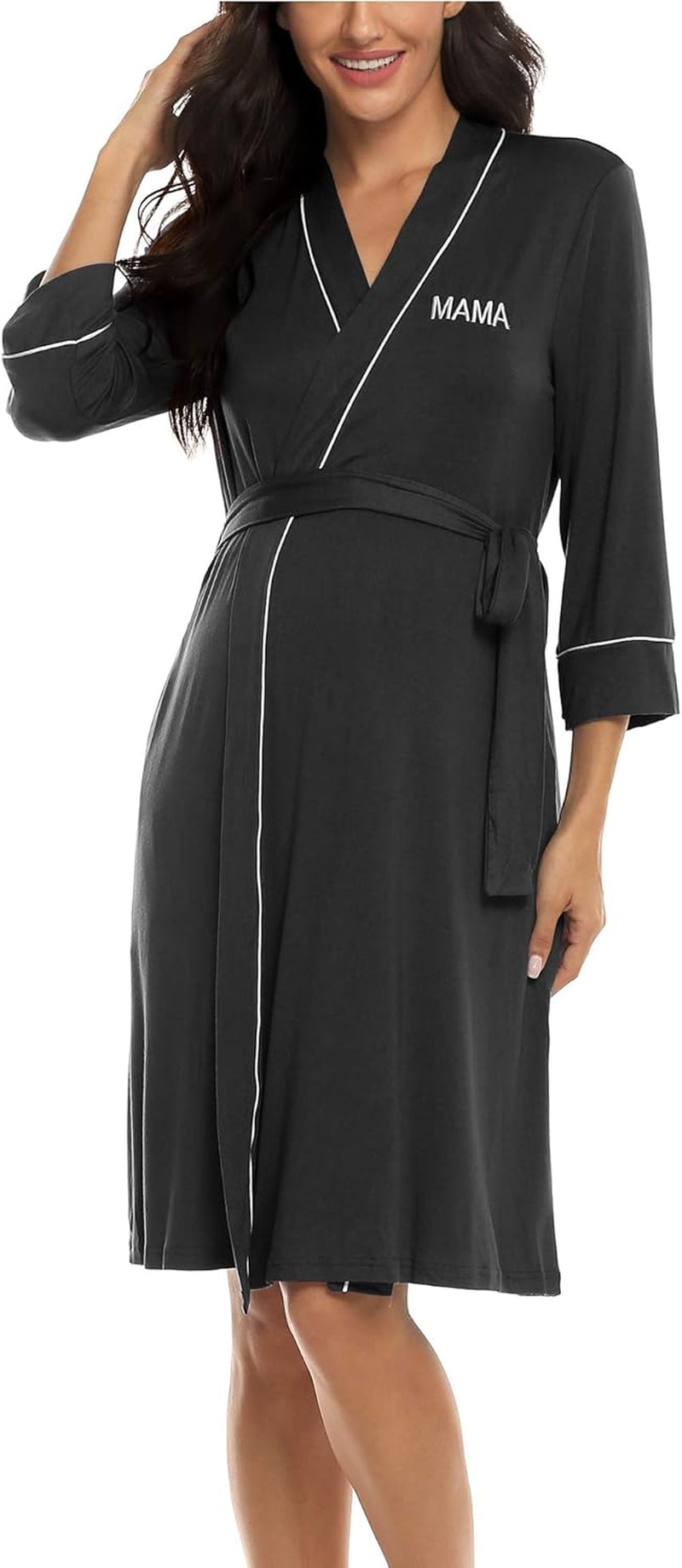 Molliya Maternity Nursing Robe Women Printed Pregnancy Hospital Delivery Pockets Bathrobe