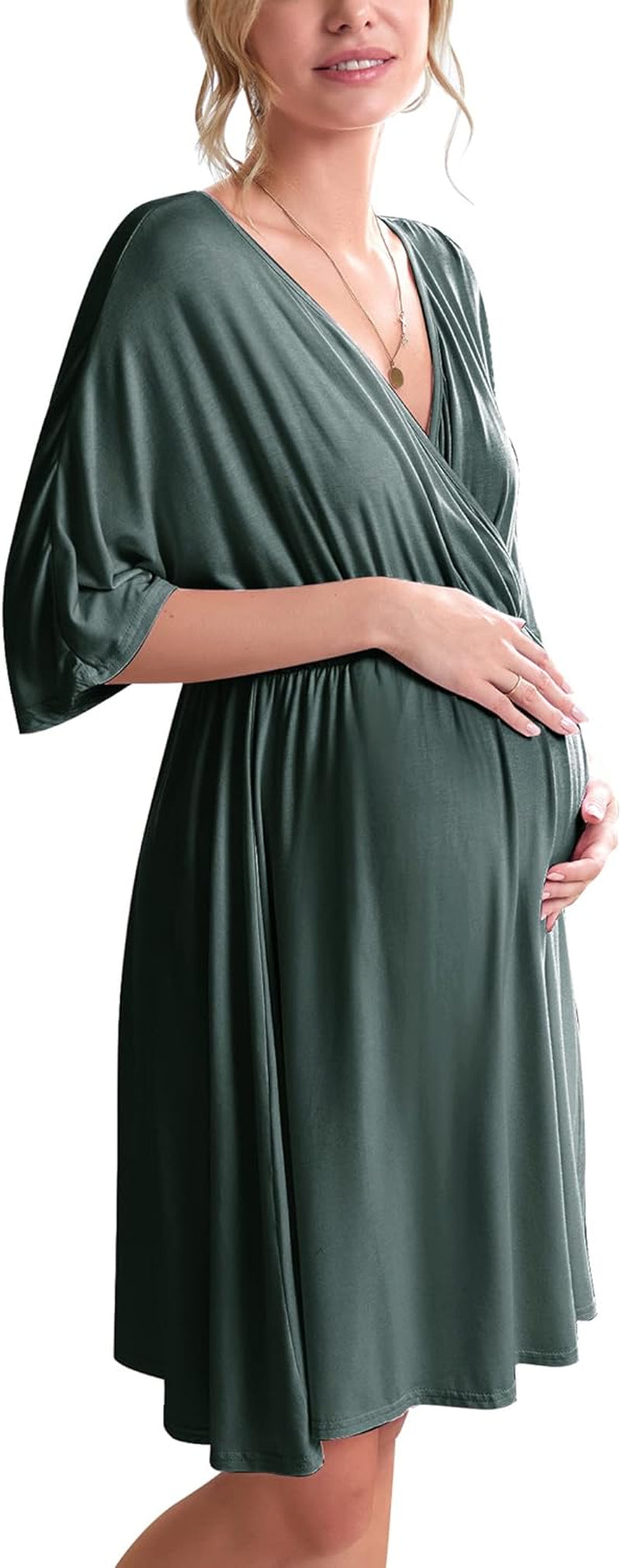 Ekouaer 3 in 1 Labor/Delivery/Hospital Gown Maternity Dress Nursing Nightgown Sleepwear for Breastfeeding