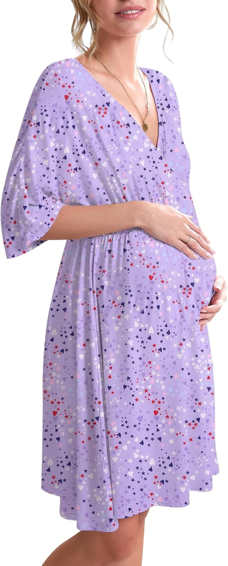 Ekouaer 3 in 1 Labor/Delivery/Hospital Gown Maternity Dress Nursing Nightgown Sleepwear for Breastfeeding