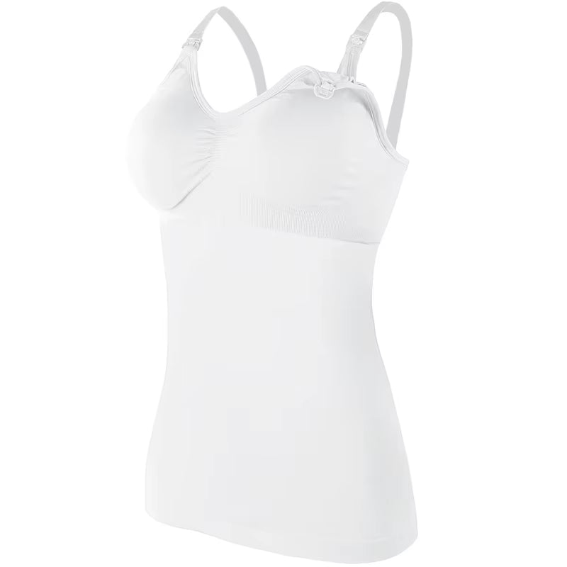 Breastfeeding Vest Top Pregnant Postpartum Bra Self-Contained Fixed Cup Base Skin Friendly Wear for Women