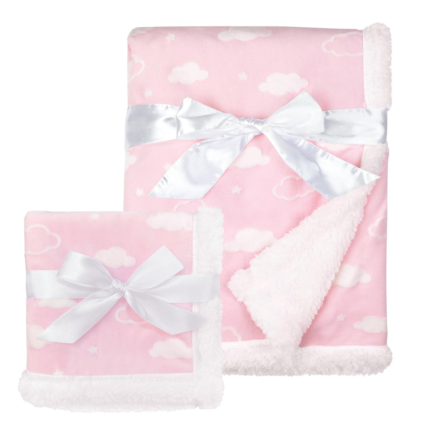 American Baby Company Heavenly Soft Chenille Sherpa Receiving Blanket, 3D Pink, 30" X 35", Warm and Cozy for Boys and Girls, Ideal for Baby Carrier, Stroller, and Travel