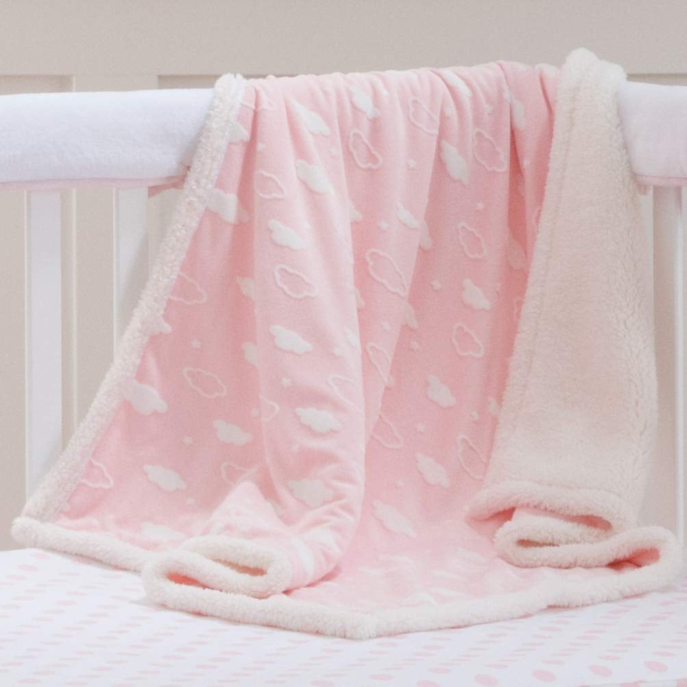 American Baby Company Heavenly Soft Chenille Sherpa Receiving Blanket, 3D Pink, 30" X 35", Warm and Cozy for Boys and Girls, Ideal for Baby Carrier, Stroller, and Travel