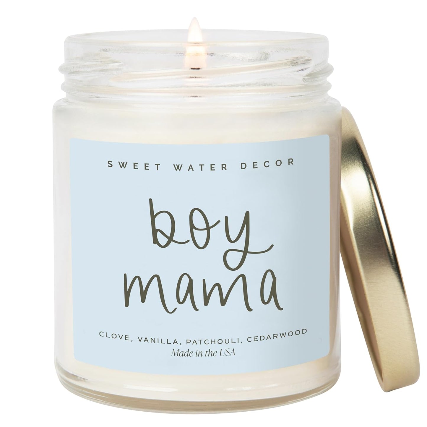 Sweet Water Decor, Best Mom Ever Candle - Sea Salt, Jasmine, Cream, and Wood Scented Soy Wax Candle for Mom - 9Oz Clear Jar, 40 Hour Burn Time, Made in the USA