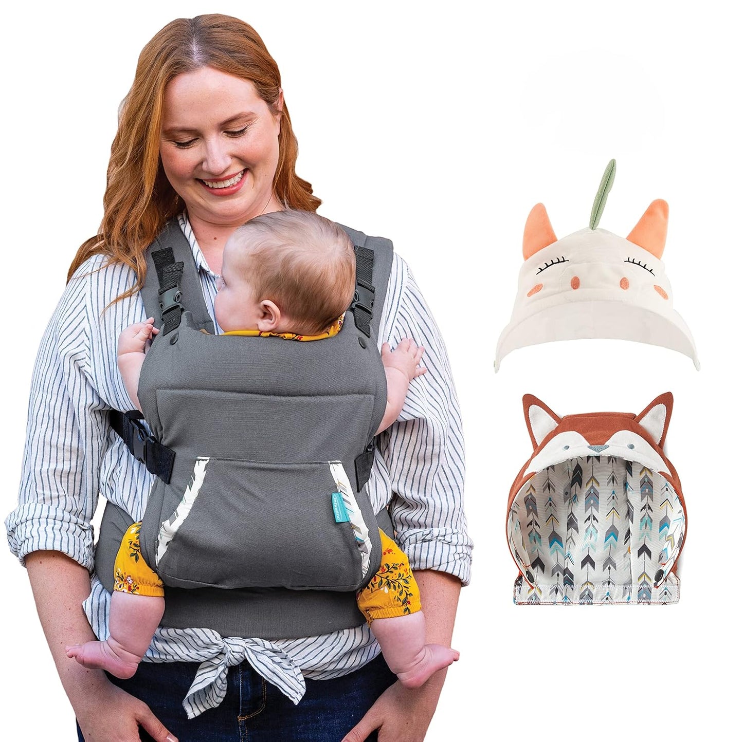 Infantino Cuddle up Carrier - Ergonomic Fox-Themed Face-In Front Carry and Back Carry with Removable Character Hood for Infants and Toddlers 12-40 Lbs