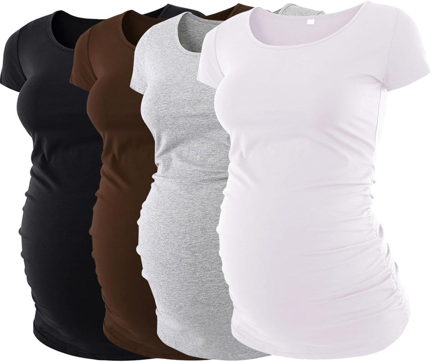 Liu & Qu Womens Maternity Tops Short Sleeve round Neck Pregnancy Shirts 3 Packs