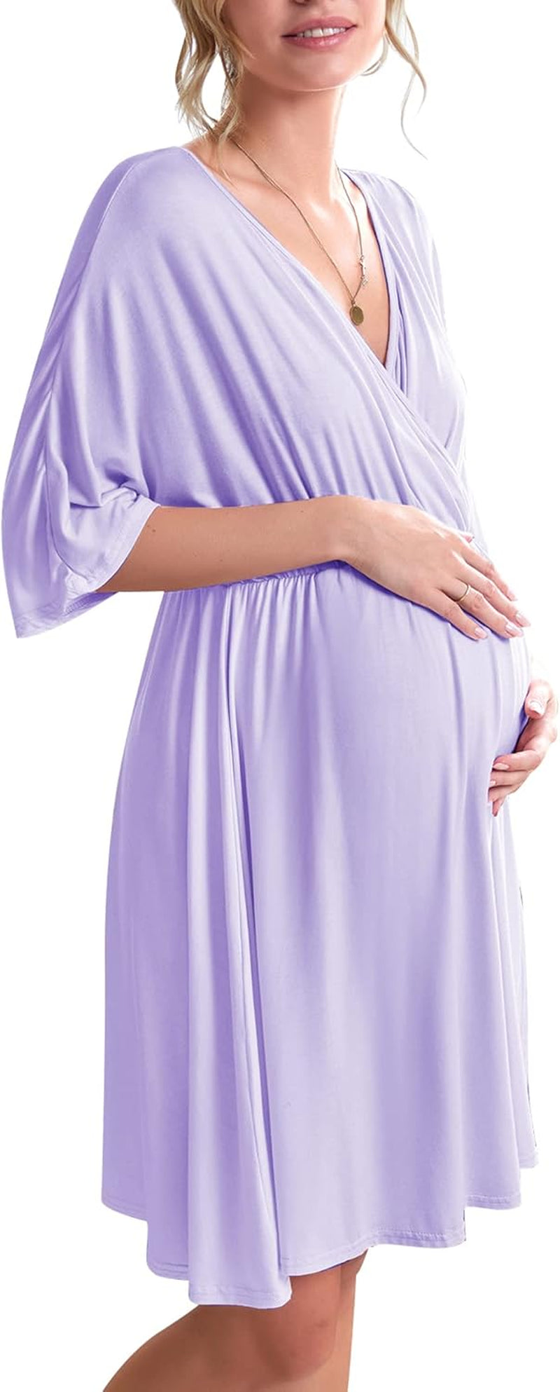 Ekouaer 3 in 1 Labor/Delivery/Hospital Gown Maternity Dress Nursing Nightgown Sleepwear for Breastfeeding