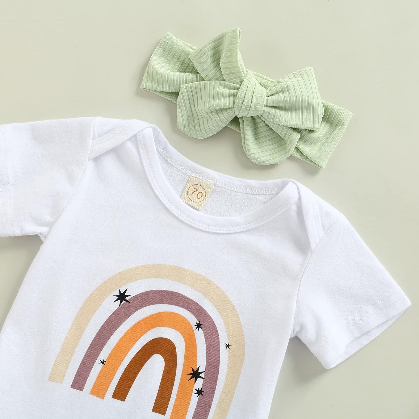 Thorn Tree Newborn Baby Girls Clothes Cotton Suit Cute Baby Kid Infant Toddler Play Wear Fall Winter Rainbow Outfits (Short Sleeve & Green 1, 3-6 Months)