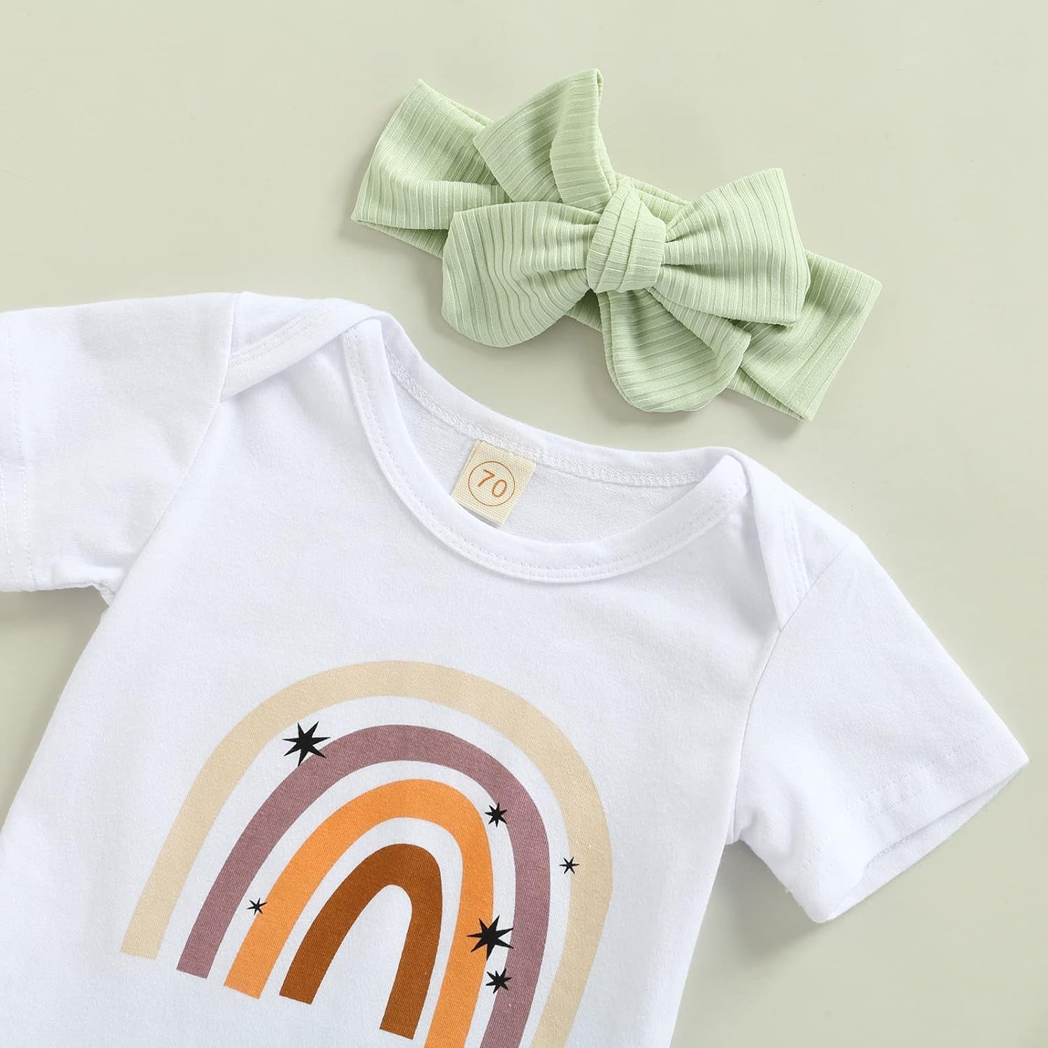 Thorn Tree Newborn Baby Girls Clothes Cotton Suit Cute Baby Kid Infant Toddler Play Wear Fall Winter Rainbow Outfits (Short Sleeve & Green 1, 3-6 Months)