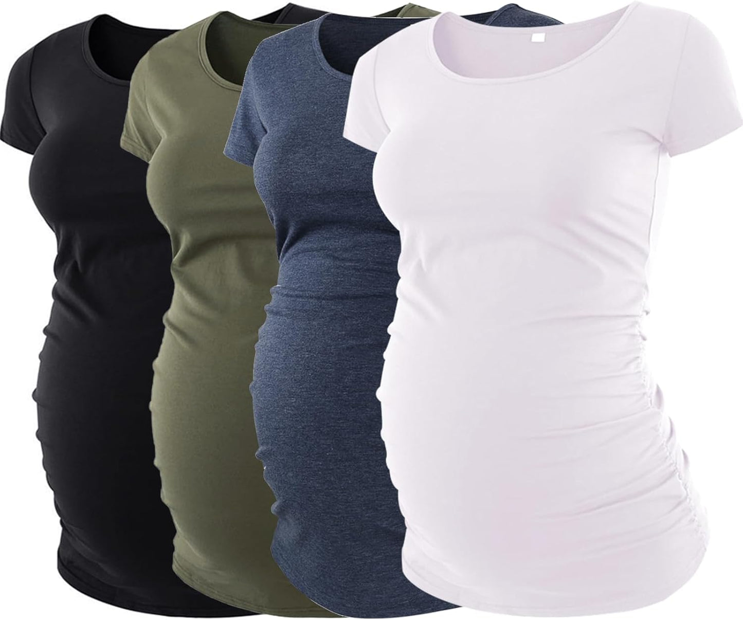 Liu & Qu Womens Maternity Tops Short Sleeve round Neck Pregnancy Shirts 3 Packs