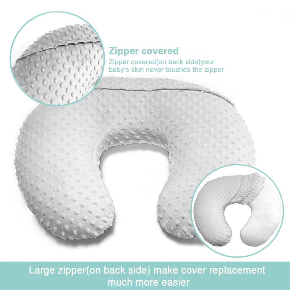 OWLOWLA Nursing Pillow Cover, Breastfeeding Pillow Slipcover Fits Nursing Pillow for Baby Boy Girl(Silver Gray)