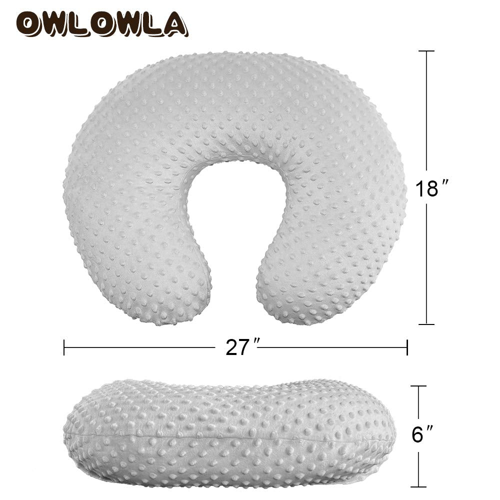 OWLOWLA Nursing Pillow Cover, Breastfeeding Pillow Slipcover Fits Nursing Pillow for Baby Boy Girl(Silver Gray)