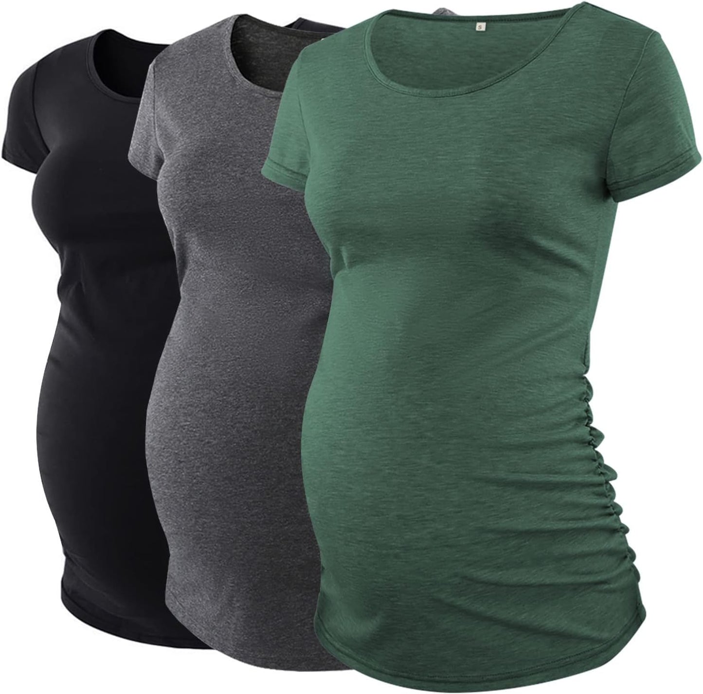 Liu & Qu Womens Maternity Tops Short Sleeve round Neck Pregnancy Shirts 3 Packs