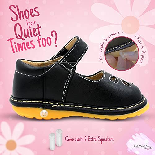 Little Mae'S Boutique Mary Jane Squeaky Shoes for Toddler Girls, Ideal Walking Shoes with Removable Squeaker and Adjustable Strap - Soft Sole Shoes for Little Girls