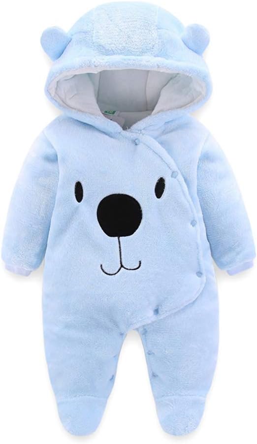 ALLAIBB Baby Newborn Snowsuit Winter Hooded Footie Fleece Jumpsuit for Infant Girls Boys