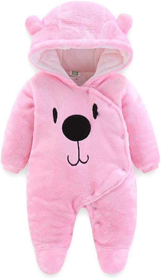 ALLAIBB Baby Newborn Snowsuit Winter Hooded Footie Fleece Jumpsuit for Infant Girls Boys