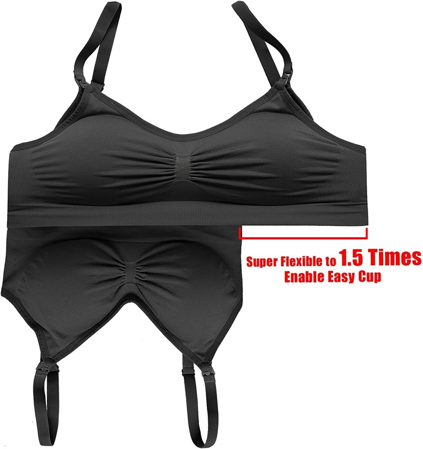 HOFISH Women'S Adjustable Seamless Nursing Bra Push up Comfort Sleep Bralette,L,3Pcs/Pack(Black)