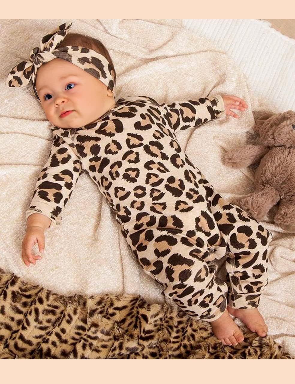 Von Kilizo Baby Girl Clothes Cute Floral Infant Newborn Baby Clothes for Girls Letter Print Snap Baby Girl Romper Jumpsuit