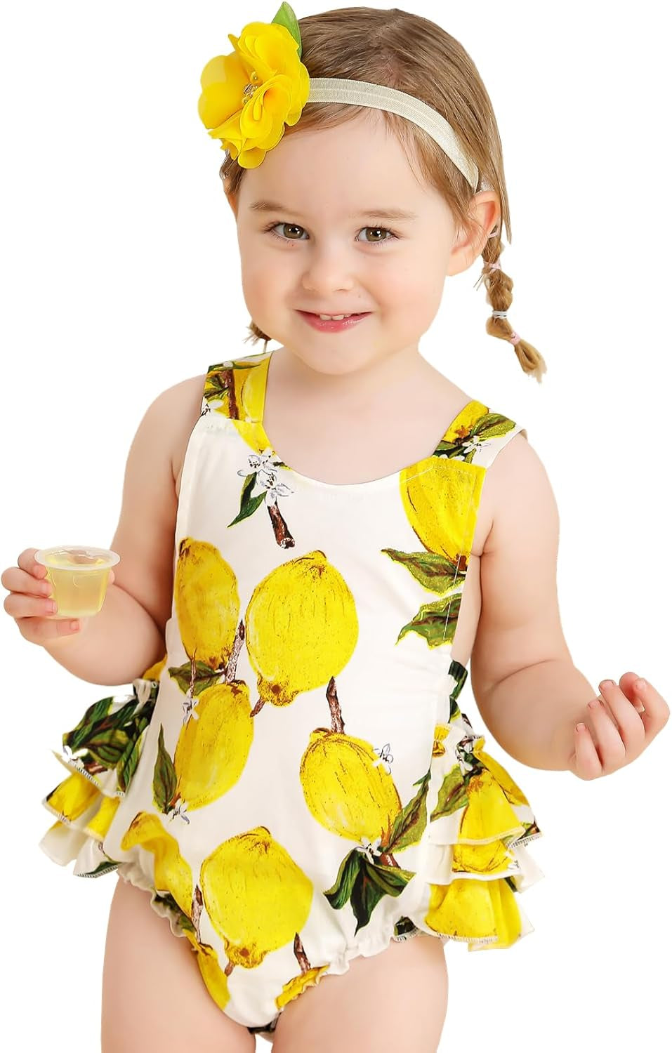 Baby Girl'S Floral Print Ruffles Romper Summer Clothes