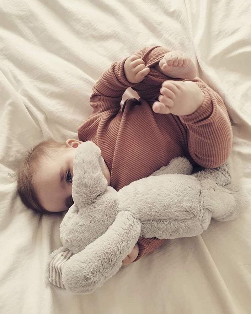 Aweyoo Newborn Baby Boy Girl Clothes Unisex Solid Cotton Long Sleeve Knitted Ribbed Romper & Pants Set Infant Winter Outfits