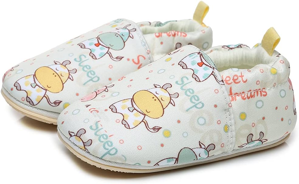 Timatego Toddler Baby Boys Girls Shoes Non Skid Slipper Sneaker Moccasins Infant First Walker House Walking Crib Shoes(6-24 Months)