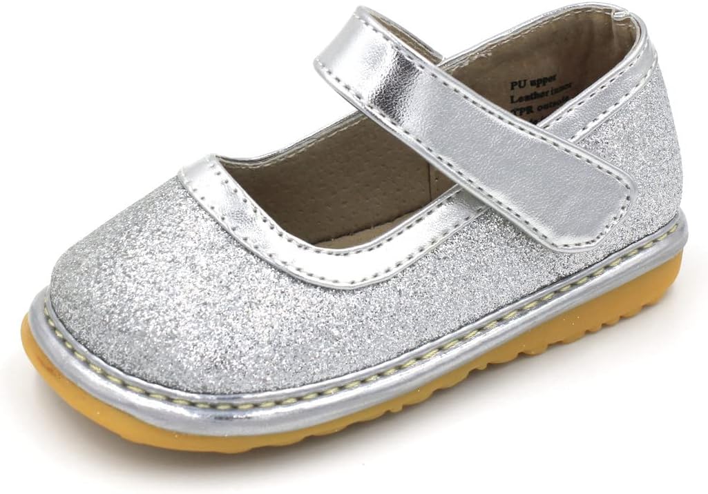 Little Mae'S Boutique Mary Jane Squeaky Shoes for Toddler Girls, Ideal Walking Shoes with Removable Squeaker and Adjustable Strap - Soft Sole Shoes for Little Girls