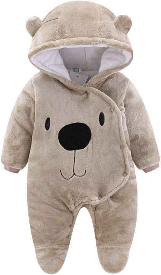 ALLAIBB Baby Newborn Snowsuit Winter Hooded Footie Fleece Jumpsuit for Infant Girls Boys
