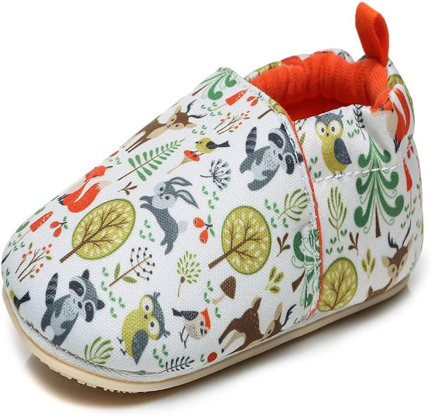 Timatego Toddler Baby Boys Girls Shoes Non Skid Slipper Sneaker Moccasins Infant First Walker House Walking Crib Shoes(6-24 Months)