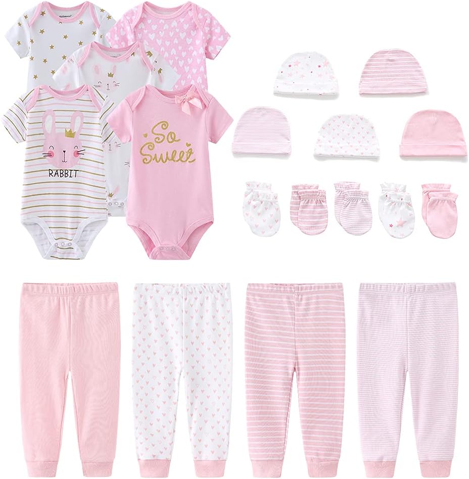 Kiddiezoom Unisex Baby Layette Essentials Giftset Clothing Set 19-Piece for Newborn Baby