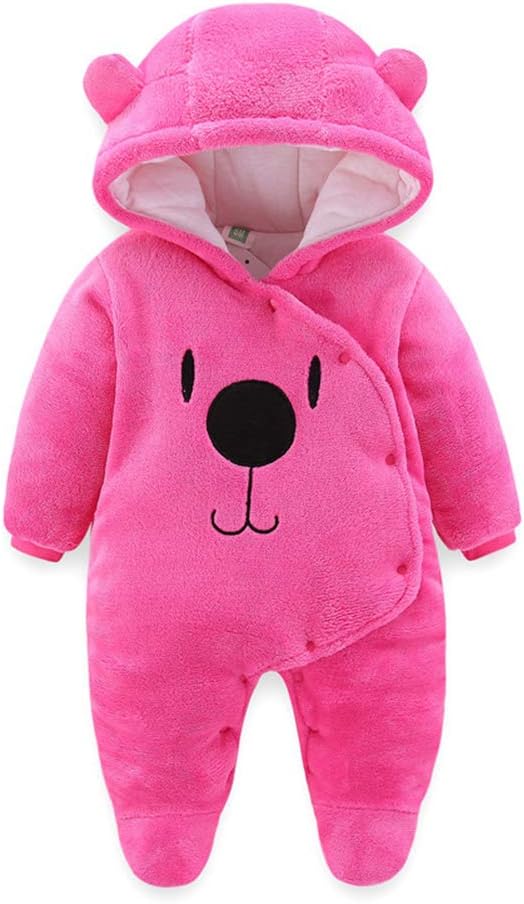 ALLAIBB Baby Newborn Snowsuit Winter Hooded Footie Fleece Jumpsuit for Infant Girls Boys