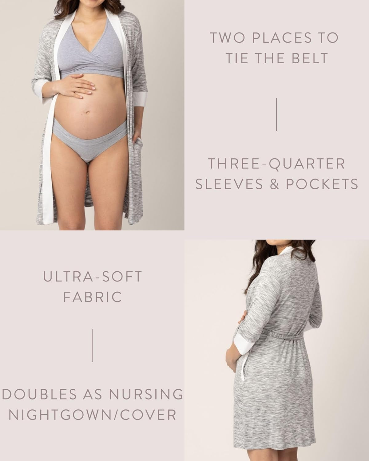 Kindred Bravely Emmaline Maternity & Nursing Robe Hospital Bag/Delivery Essential