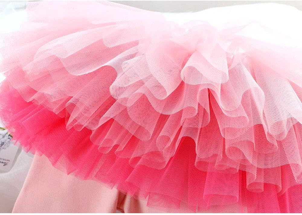 Auranso Little Girls Footless Leggings Pants with Lace Ruffle Tutu Skirt 2-9T