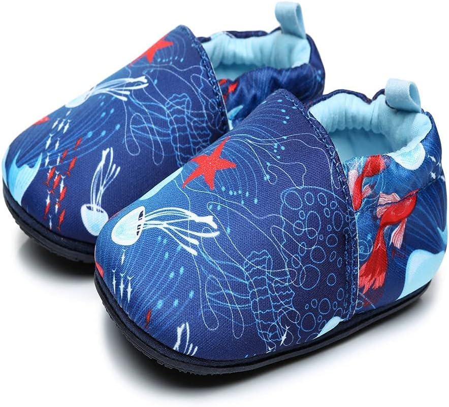 Timatego Toddler Baby Boys Girls Shoes Non Skid Slipper Sneaker Moccasins Infant First Walker House Walking Crib Shoes(6-24 Months)