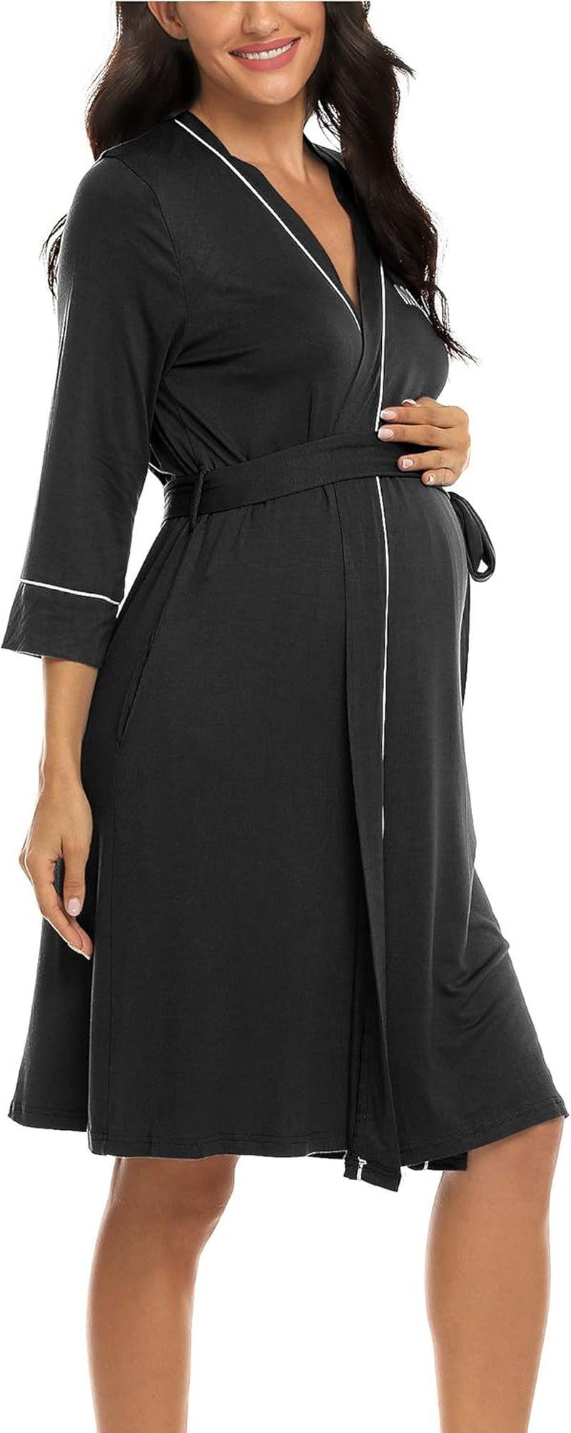 Molliya Maternity Nursing Robe Women Printed Pregnancy Hospital Delivery Pockets Bathrobe