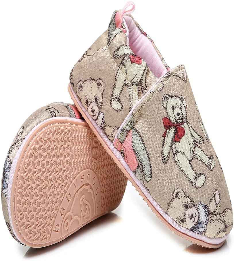 Timatego Toddler Baby Boys Girls Shoes Non Skid Slipper Sneaker Moccasins Infant First Walker House Walking Crib Shoes(6-24 Months)