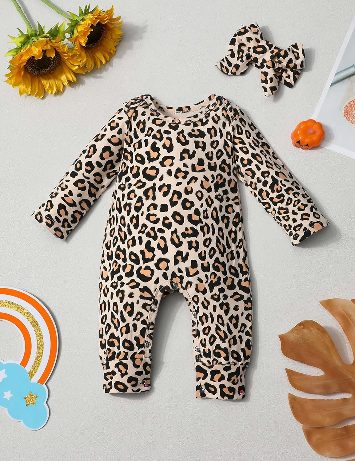 Von Kilizo Baby Girl Clothes Cute Floral Infant Newborn Baby Clothes for Girls Letter Print Snap Baby Girl Romper Jumpsuit