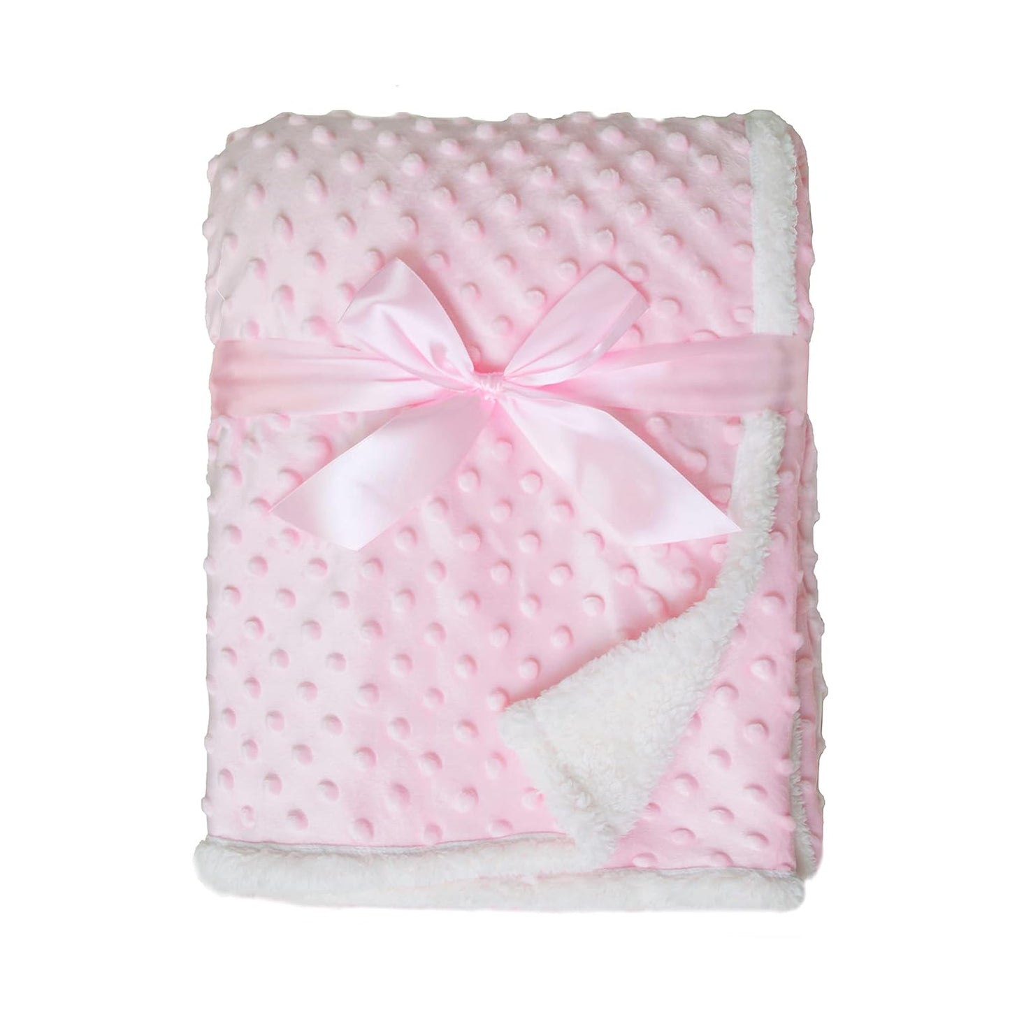American Baby Company Heavenly Soft Chenille Sherpa Receiving Blanket, 3D Pink, 30" X 35", Warm and Cozy for Boys and Girls, Ideal for Baby Carrier, Stroller, and Travel