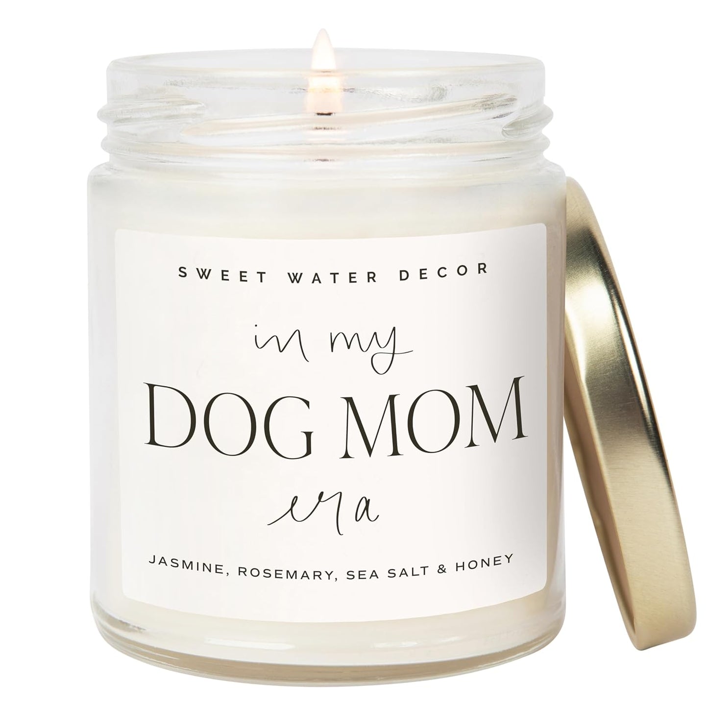 Sweet Water Decor, Best Mom Ever Candle - Sea Salt, Jasmine, Cream, and Wood Scented Soy Wax Candle for Mom - 9Oz Clear Jar, 40 Hour Burn Time, Made in the USA