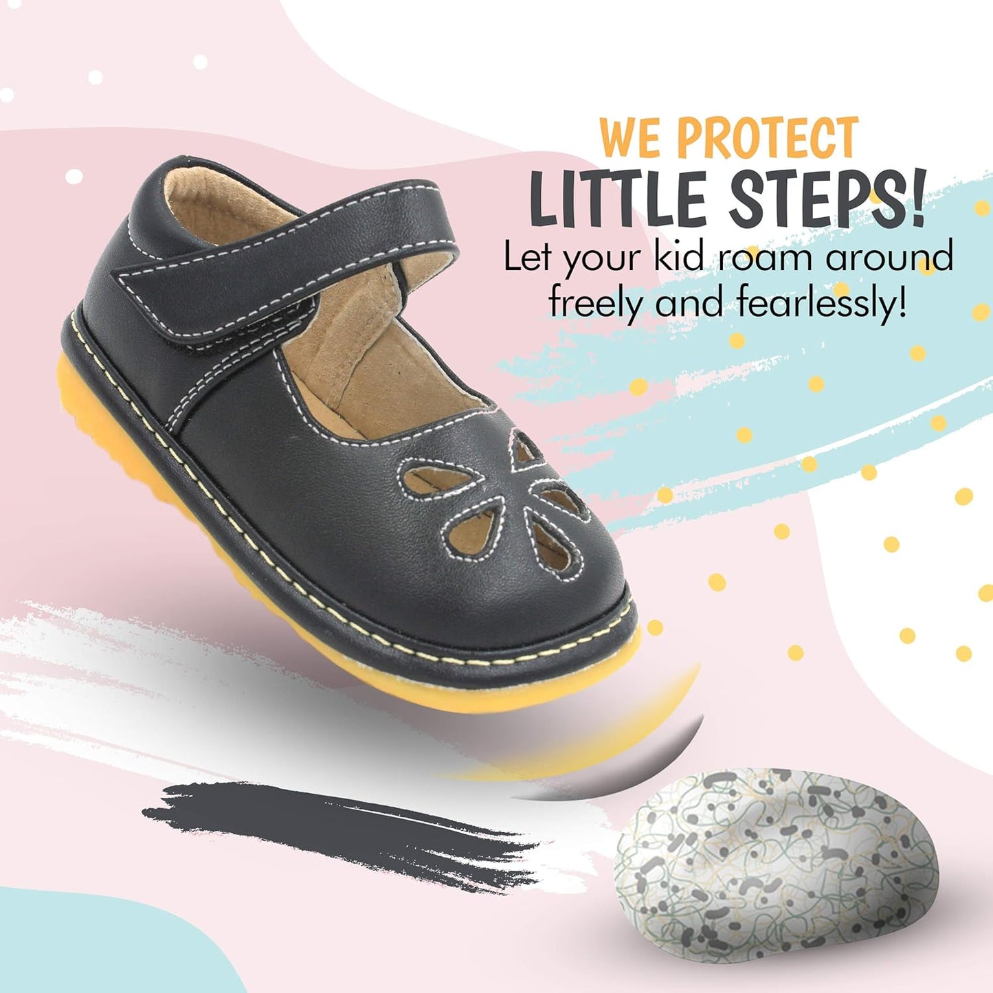 Little Mae'S Boutique Mary Jane Squeaky Shoes for Toddler Girls, Ideal Walking Shoes with Removable Squeaker and Adjustable Strap - Soft Sole Shoes for Little Girls
