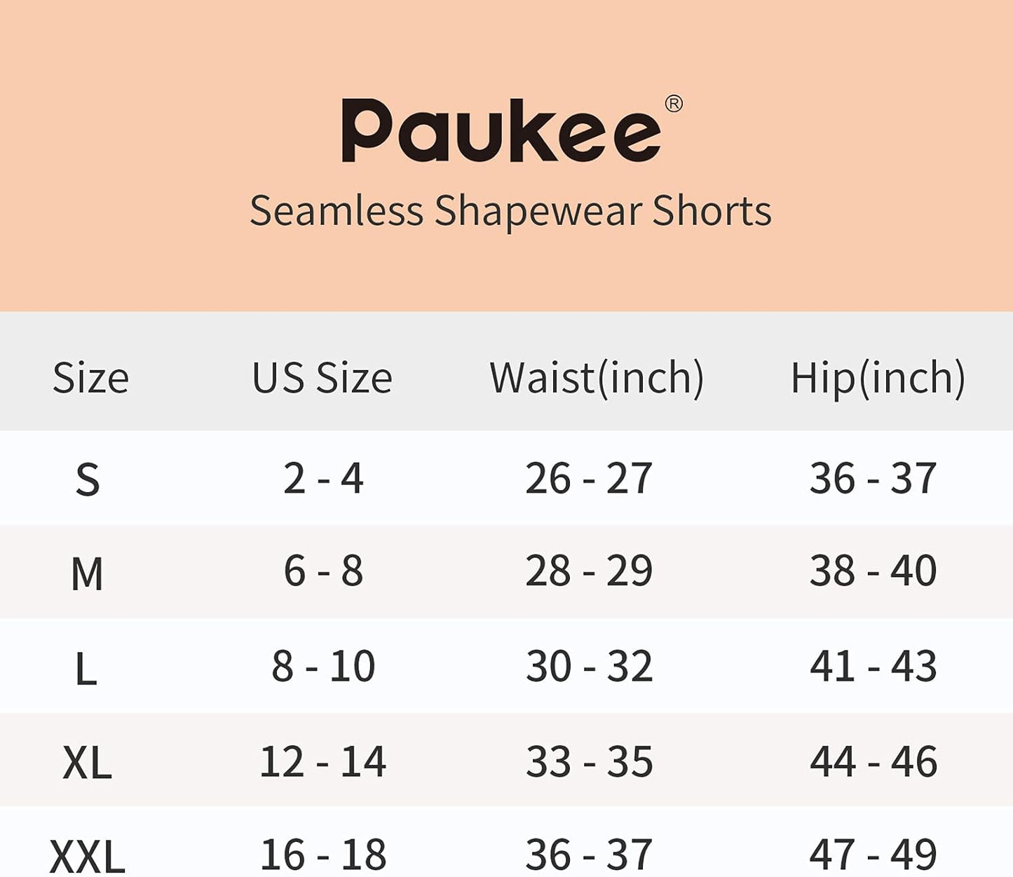 PAUKEE Shapewear Women Tummy Control High Waist Body Shaper Seamless Smoothing Thigh Slimmer Shorts Girdles
