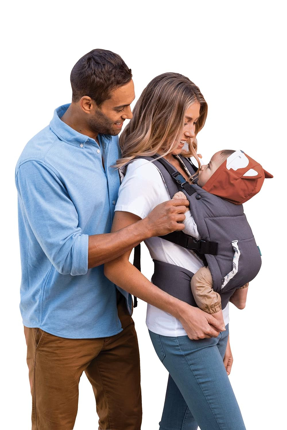 Infantino Cuddle up Carrier - Ergonomic Fox-Themed Face-In Front Carry and Back Carry with Removable Character Hood for Infants and Toddlers 12-40 Lbs