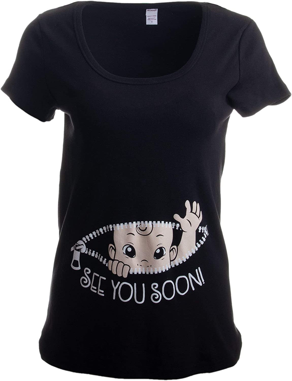 See You Soon! | Cute Funny Maternity Pregnancy Baby Scoop Neck Top T-Shirt for Pregnant Women