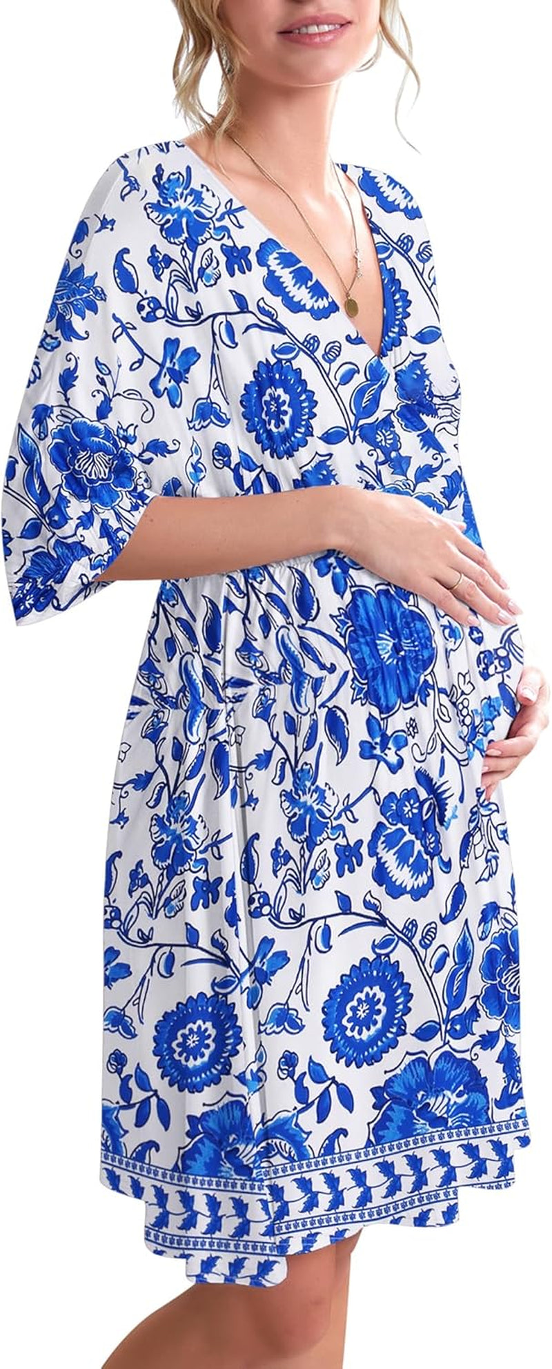 Ekouaer 3 in 1 Labor/Delivery/Hospital Gown Maternity Dress Nursing Nightgown Sleepwear for Breastfeeding
