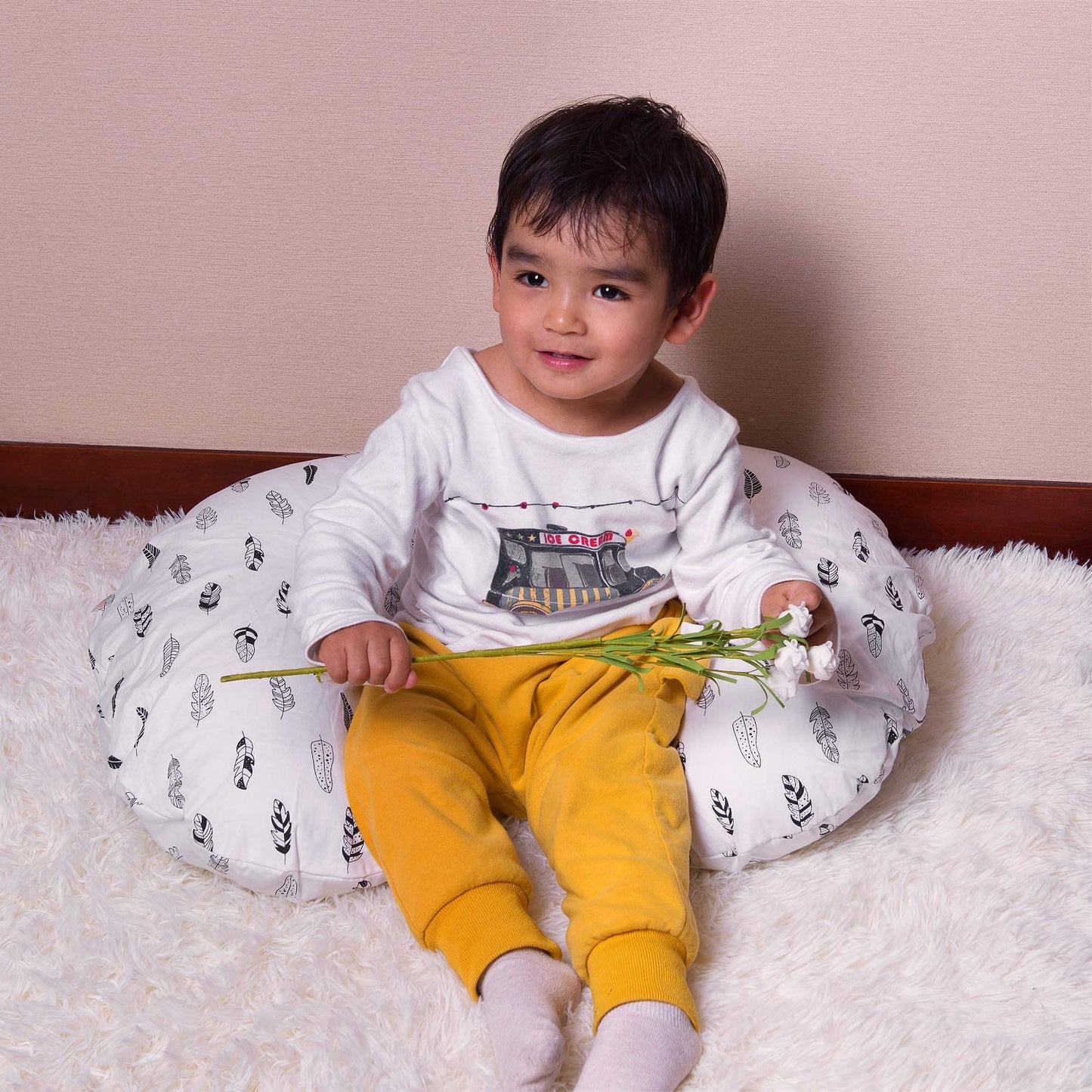 ALVABABY Nursing Pillow Cover Slipcover,Soft and Comfortable,Feathers Design,Maternity Breastfeeding Newborn Infant Feeding Cushion Cover ZT01