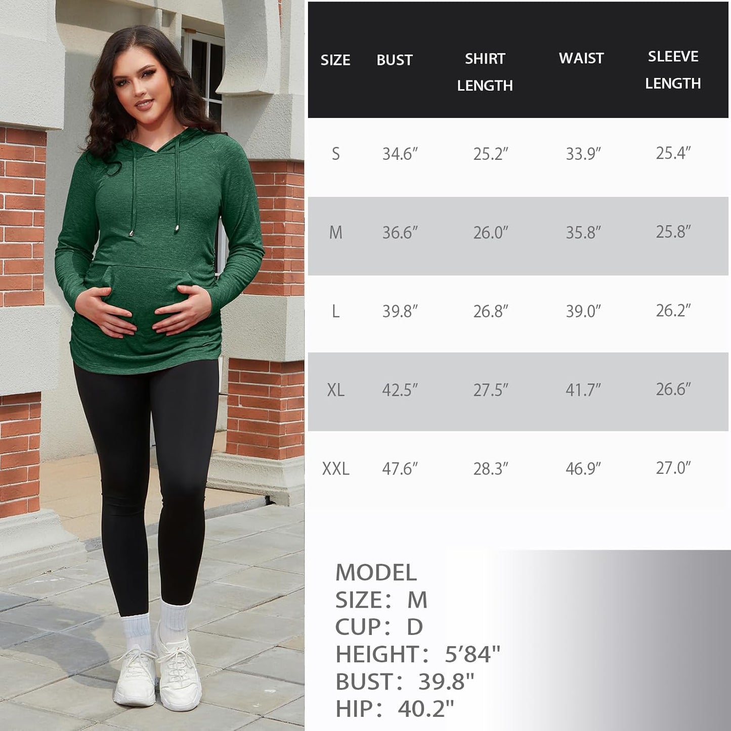 GINKANA Maternity Hoodie Long Sleeves Shirts Casual Maternity Top Pregnancy Sweatshirt Casual Clothes