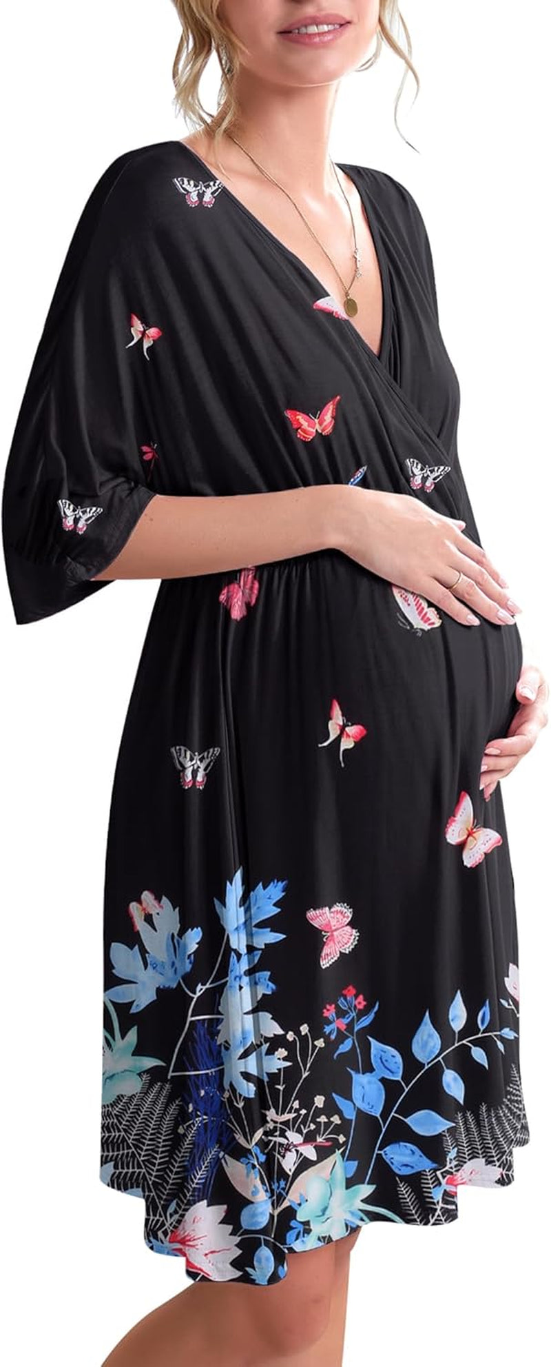 Ekouaer 3 in 1 Labor/Delivery/Hospital Gown Maternity Dress Nursing Nightgown Sleepwear for Breastfeeding