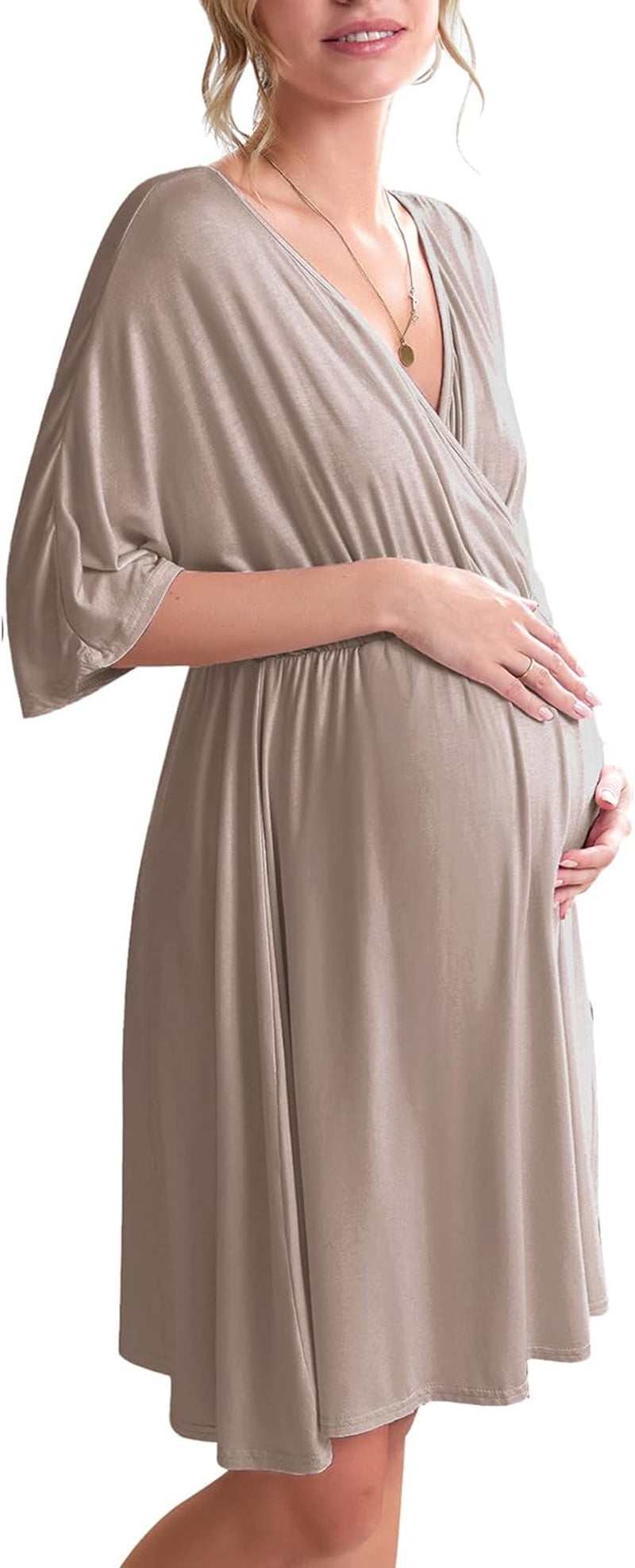 Ekouaer 3 in 1 Labor/Delivery/Hospital Gown Maternity Dress Nursing Nightgown Sleepwear for Breastfeeding