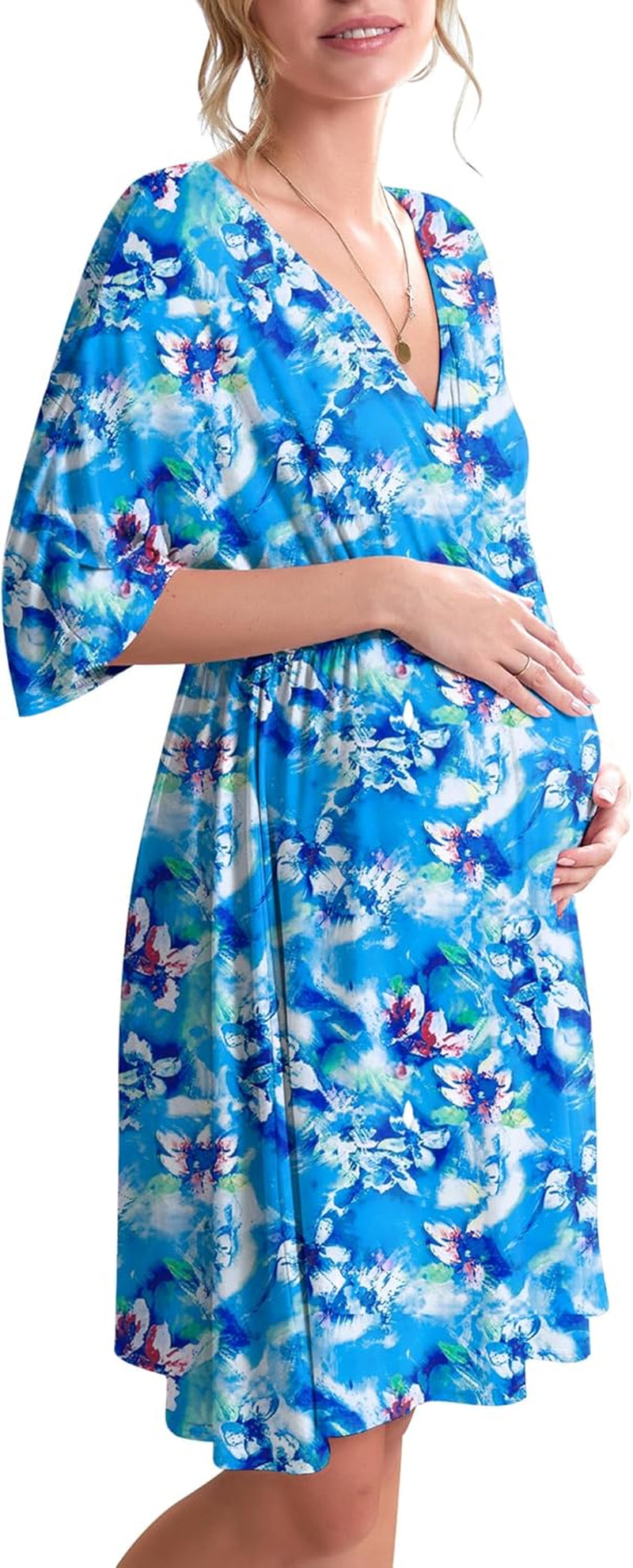 Ekouaer 3 in 1 Labor/Delivery/Hospital Gown Maternity Dress Nursing Nightgown Sleepwear for Breastfeeding