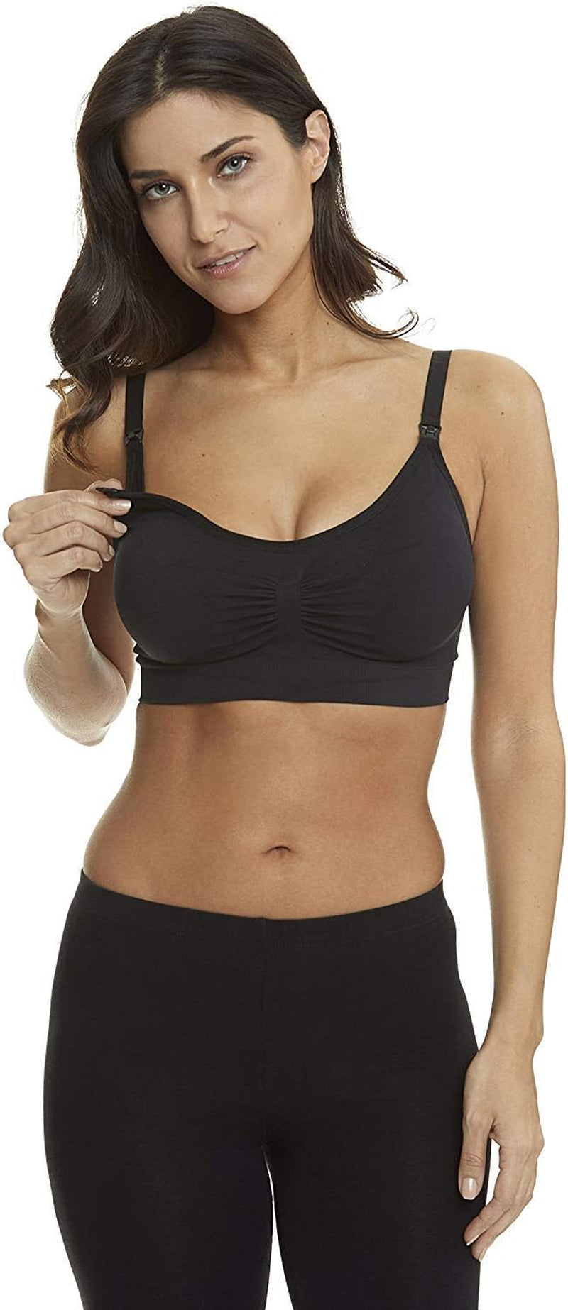 HOFISH Women'S Adjustable Seamless Nursing Bra Push up Comfort Sleep Bralette,L,3Pcs/Pack(Black)